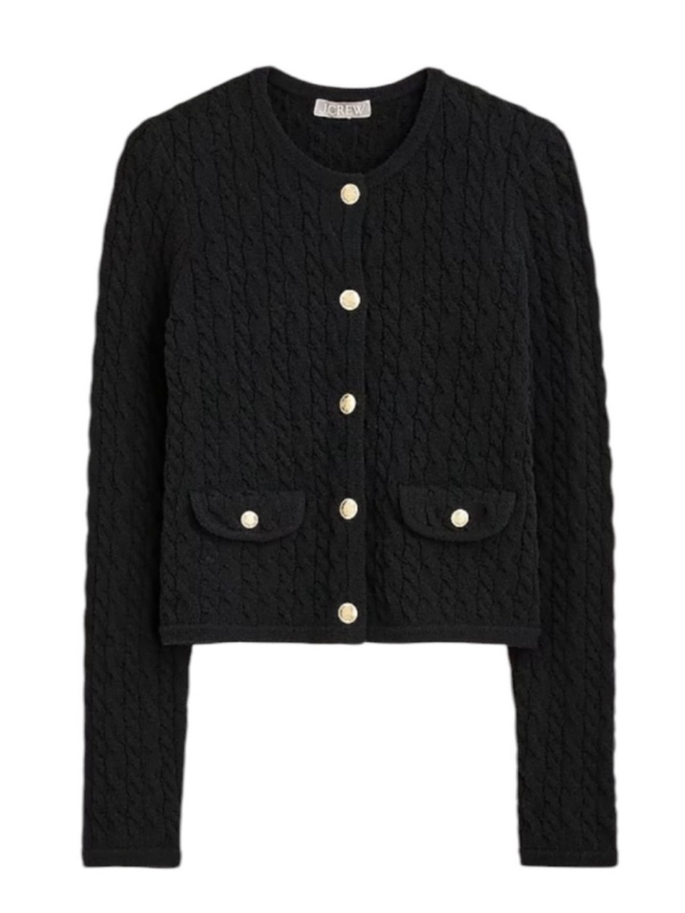 J. Crew Odette Cable Knit Sweater Lady Jacket Cotton Boucle Size XL Black NWT